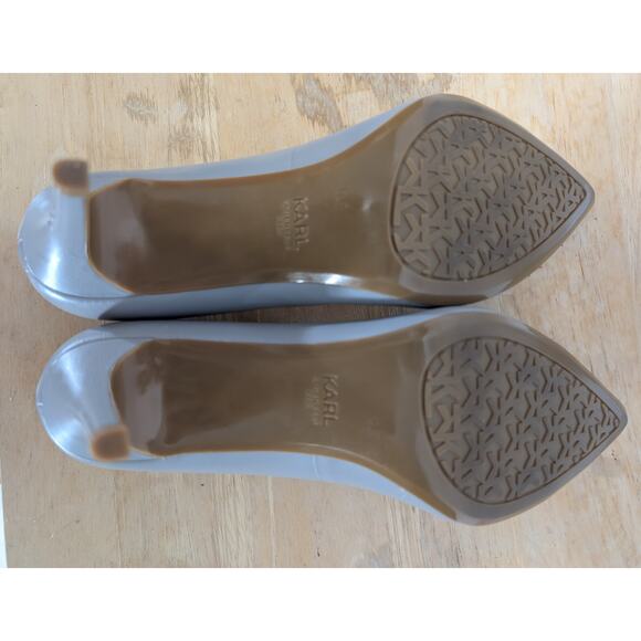 Karl Lagerfeld Paris Gray Leather Quilted Pointed Toe Pumps Size 9.5 - Picture 6 of 7